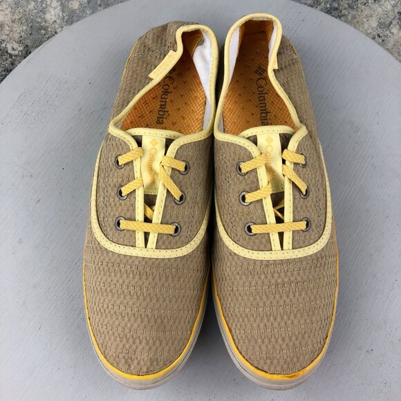 Columbia Women's Size 12 Vulc N Vent Lace Canvas II Brown Yellow Sneakers Shoes - Picture 3 of 11